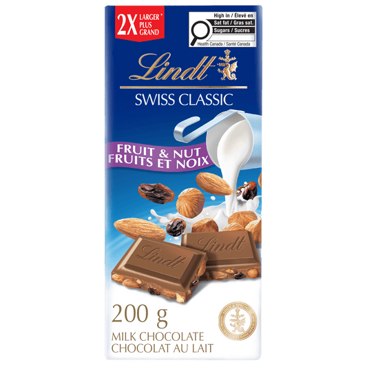 Lindt Swiss Classic Fruit Nut Milk Chocolate Bar 200g