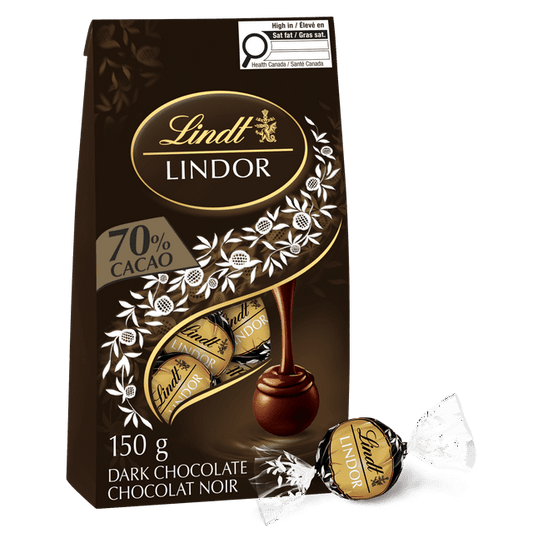 Lindt LINDOR 70 Cacao Dark Chocolate Truffles 150 g Bag