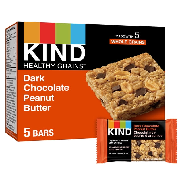 KIND Dark Chocolate Peanut Butter Healthy Grains Bars, 175 g, 5 Count