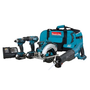 MAKITA 18V LXT Lithium-Ion Cordless 4-Tool Combo Kit w/2 Batterie