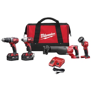 Milwaukee Tool M18 18V Lithium-Ion Cordless Combo Tool Kit (4-Tool) with