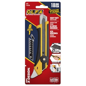 Olfa 18mm Snap-Off Utility Knife with Comfort Grip and Metal Pi