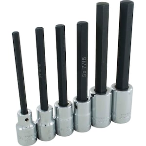 GRAY TOOLS 6-Piece Socket Set Hex Head 1/2 Inch Drive Extra Long Sae