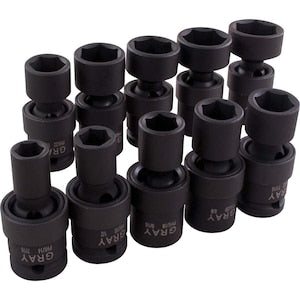 GRAY TOOLS Socket Set Impact Universal Joint 10-Piece 1/2 Inch Drive