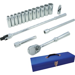 GRAY TOOLS Socket & Attachments Set 17-Piece 1/2 Inch Drive 6 Point D