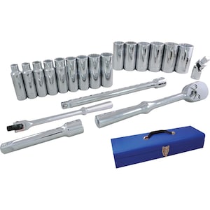 GRAY TOOLS Socket & Attachments Set 20-Piece 1/2 Inch Drive 12 Point