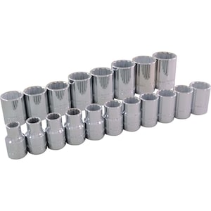 GRAY TOOLS 19-Piece Socket Set 1/2 Inch Drive 12 Point Standard Metri