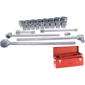 GRAY TOOLS Socket & Attachments Set 24-Piece 1 Inch Drive 12 Point St