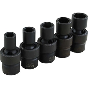 GRAY TOOLS 5-Piece Socket Set Impact Universal Joint 3/8 Inch Drive 6