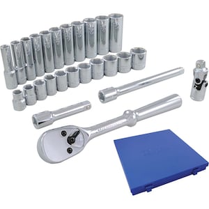 GRAY TOOLS Socket & Attachments Set 26-Piece 3/8 Inch Drive 6 Point S