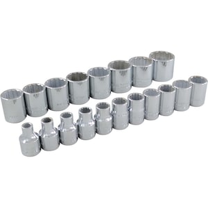 GRAY TOOLS 19-Piece Socket Set 3/8 Inch Drive 12 Point Standard Metri