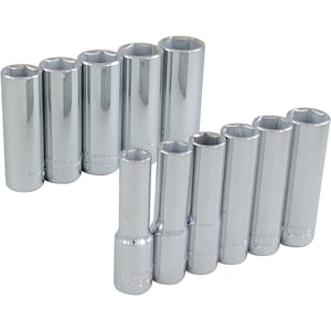 GRAY TOOLS 11-Piece Socket Set 3/8 Inch Drive 6 Point Deep Metric