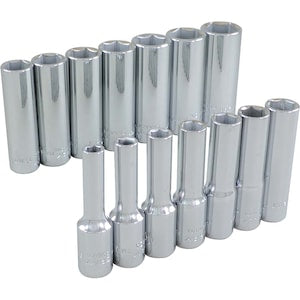 GRAY TOOLS 14-Piece Socket Set 3/8 Inch Drive 6 Point Deep Metric