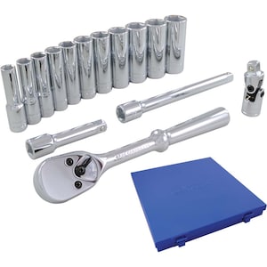 GRAY TOOLS Socket & Attachments 15-Piece Set 3/8 Inch Drive 6 Point D