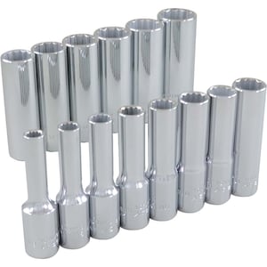 GRAY TOOLS 14-Piece Socket Set 3/8 Inch Drive 12 Point Deep Metric