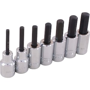 GRAY TOOLS 7-Piece Socket Set Hex Head 3/8 Inch Drive Standard Metric