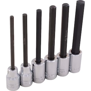 GRAY TOOLS 6-Piece Socket Set Hex Head 3/8 Inch Drive Extra Long Metr