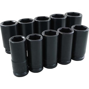 GRAY TOOLS Impact Socket Set 10-Piece 3/4 Inch Drive 6 Point Deep Sae