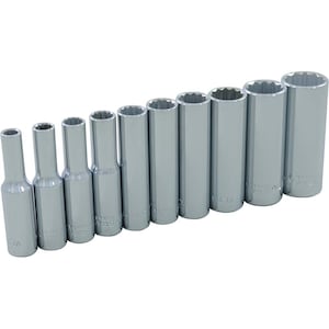 GRAY TOOLS 10-Piece Socket Set 1/4 Inch Drive 12 Point Deep Sae