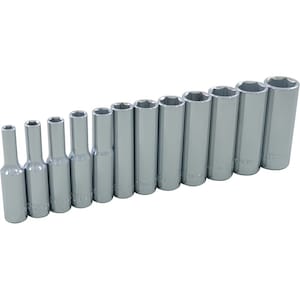 GRAY TOOLS 12-Piece Socket Set 1/4 Inch Drive 6 Point Deep Metric