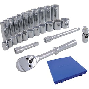 GRAY TOOLS Socket & Attachments Set 26-Piece 3/8 Inch Drive 6 Point S