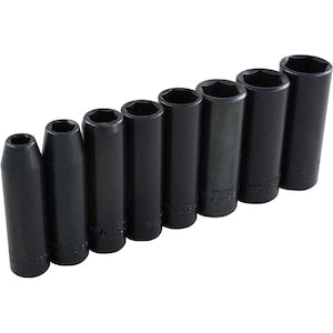 GRAY TOOLS 8-Piece Socket Set Impact 3/8 Inch Drive 6 Point Deep Sae
