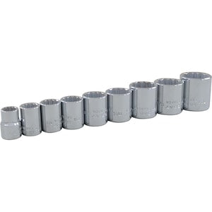 GRAY TOOLS 9-Piece Socket Set 3/8 Inch Drive 12 Point Standard Sae
