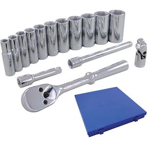 GRAY TOOLS Socket & Attachments 15-Piece Set 3/8 Inch Drive 6 Point D