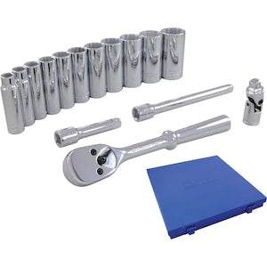 GRAY TOOLS Socket & Attachments 15-Piece Set 3/8 Inch Drive 12 Point