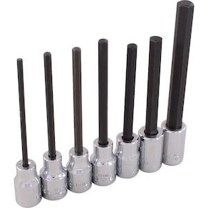 GRAY TOOLS 7-Piece Socket Set Hex Head 3/8 Inch Drive Extra Long Sae