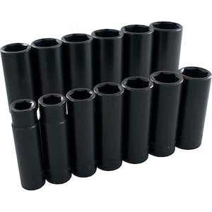 GRAY TOOLS 13-Piece Socket Set Impact 1/2 Inch Drive 6 Point Deep Sae