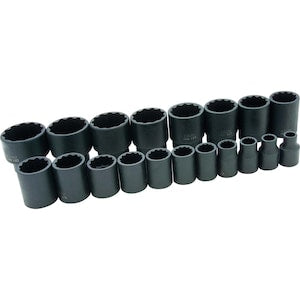 GRAY TOOLS 19-Piece Socket Set Impact 1/2 Inch Drive 12 Point Standar