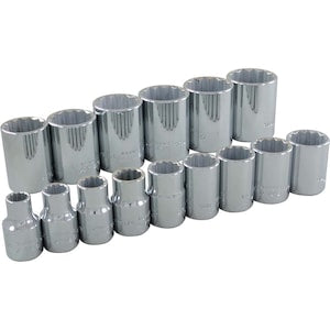 GRAY TOOLS 15-Piece Socket Set 1/2 Inch Drive 12 Point Standard Sae