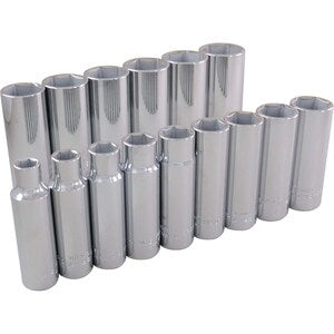 GRAY TOOLS 15-Piece Socket Set 1/2 Inch Drive 6 Point Deep Sae
