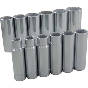 GRAY TOOLS 12-Piece Socket Set 1/2 Inch Drive 12 Point Deep Sae