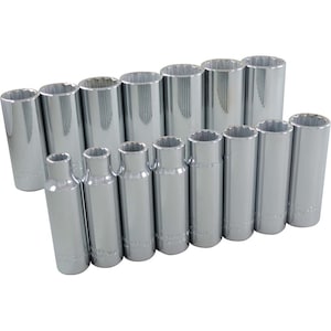 GRAY TOOLS 15-Piece Socket Set 1/2 Inch Drive 12 Point Deep Sae