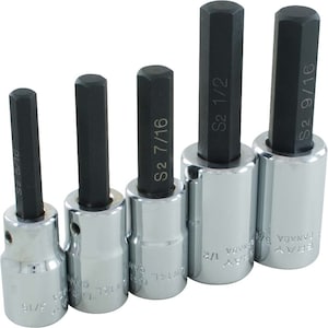 GRAY TOOLS 5-Piece Socket Set Hex Head 1/2 Inch Drive Standard Sae