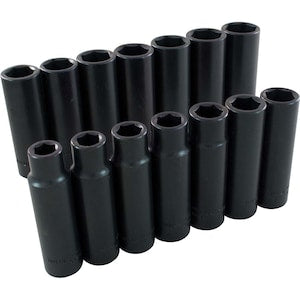 GRAY TOOLS 14-Piece Socket Set Impact 1/2 Inch Drive 6 Point Deep Met