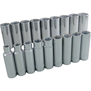 GRAY TOOLS Socket Set 18-Piece 1/2 Inch Drive 6 Point Deep Metric