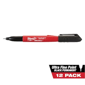 Milwaukee Tool Inkzall Black Ultra Fine Point Markers (12-Pack)