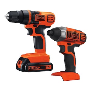 BLACK+DECKER 20V MAX Lithium-Ion Cordless Drill/Driver and Impact Drive