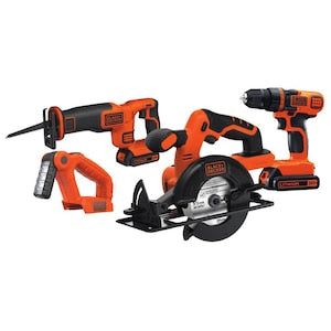 BLACK+DECKER 20V MAX Lithium-Ion Cordless Combo Kit (4-Tool) with (2) 1