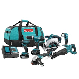 MAKITA 18V LXT Lithium-Ion Cordless 6-Tool Combo Kit w/2 Batterie