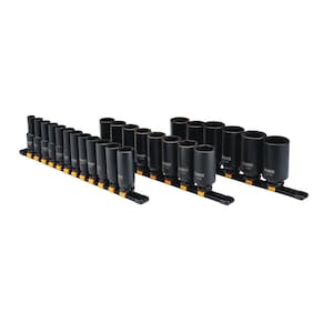 DEWALT 26 Piece 1/2 in Drive Deep Metric Impact Socket Set 6 PT