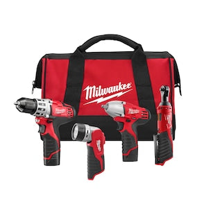Milwaukee Tool M12 12V Lithium-Ion Cordless Combo Tool Kit (4-Tool) with