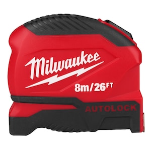 Milwaukee Tool 8M/26 ft. Milwaukee Compact AUTOLOCK Tape Measure with 12