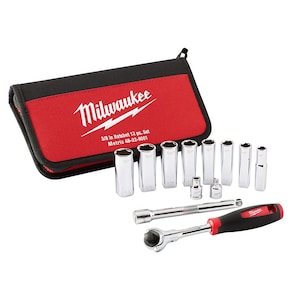 Milwaukee Tool 3/8 -inch Drive Metric Socket Set (12-Piece)
