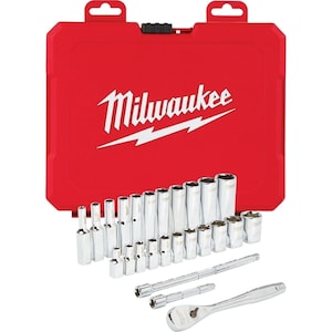 Milwaukee Tool 1/4 -inch Drive SAE Ratchet and Socket Mechanics Tool Set