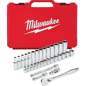 Milwaukee Tool 3/8 -inch Drive Metric Ratchet and Socket Mechanics Tool S