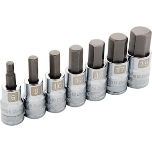 DYNAMIC TOOLS 1/2 inch Drive 7 Piece, Metric Standard, Hex Socket Set, 6